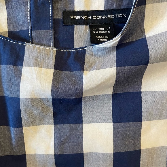 NWT French Connection Kids Blue and White Gingham Pocket Dress, Size 6 - Picture 2 of 3